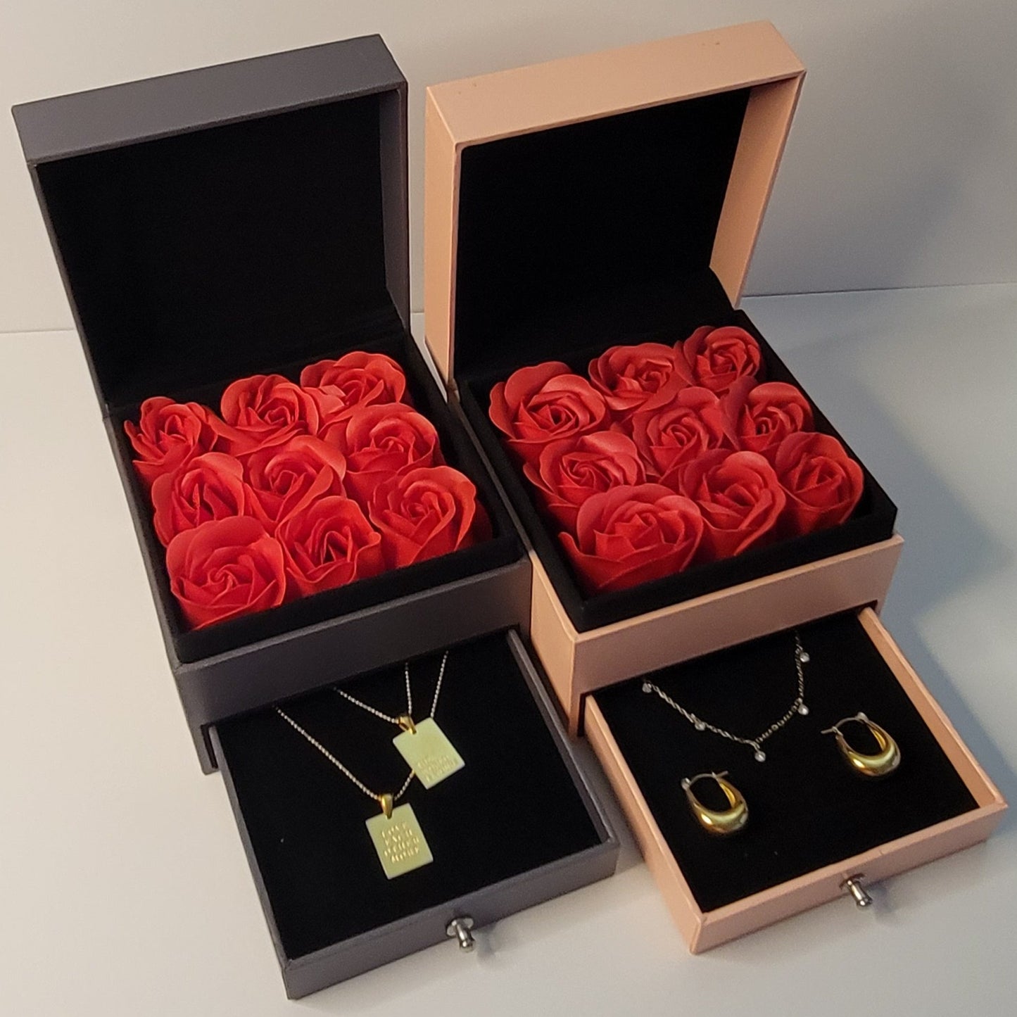 9 MINI ROSES JEWELRY BOX WITH drawer